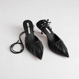 Other Stories Leather Lace Up Kitten Heels | US 8